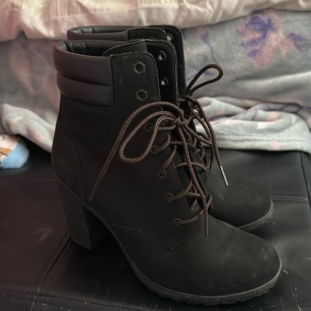 Black Timberland Heeled Boots
